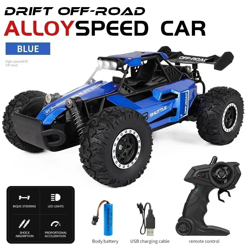 1:16 Scale 2WD High Speed Off-Road RC Car, 2.4GHz Remote Control Truck with LED Lights, Climbing Vehicle Toy for Kids and Adults, Outdoor Racing Gift