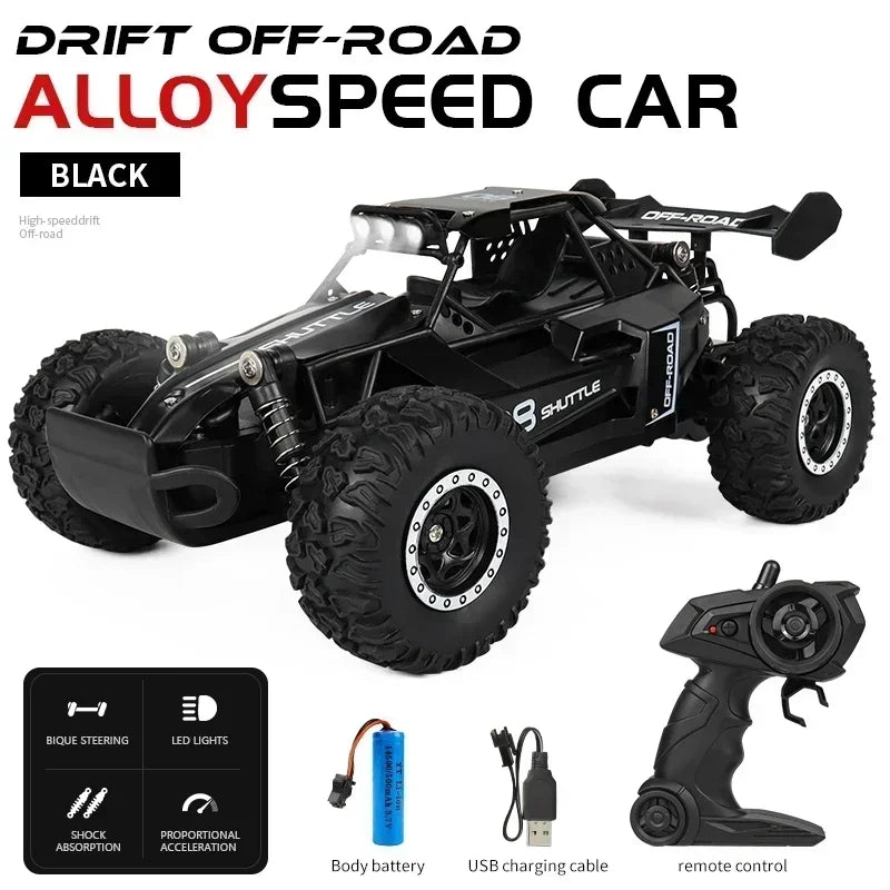 1:16 Scale 2WD High Speed Off-Road RC Car, 2.4GHz Remote Control Truck with LED Lights, Climbing Vehicle Toy for Kids and Adults, Outdoor Racing Gift