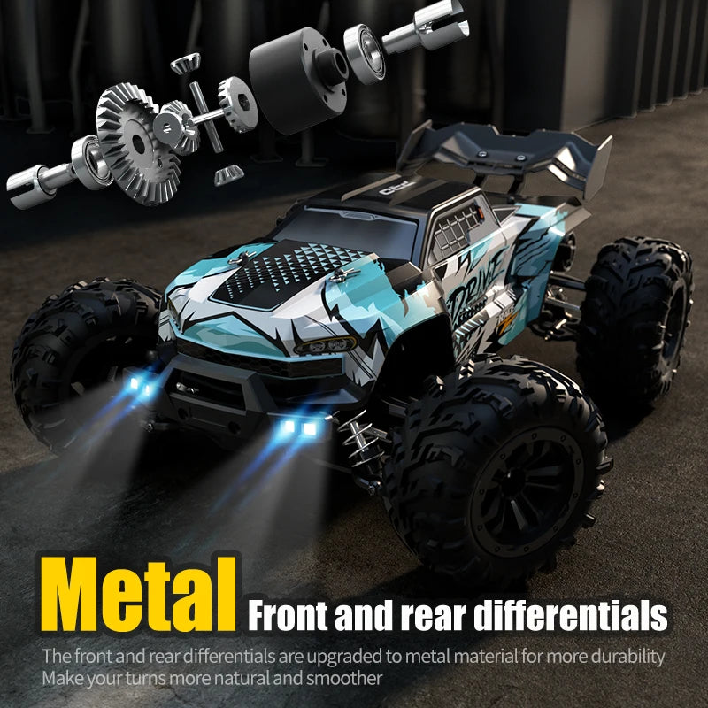 1:16 Scale 4WD RC Car – 70KM/H High Speed Remote Control Drift Truck with LED Lights, 4x4 Monster Racing Car Toy for Kids, Compatible with Wltoys 144001