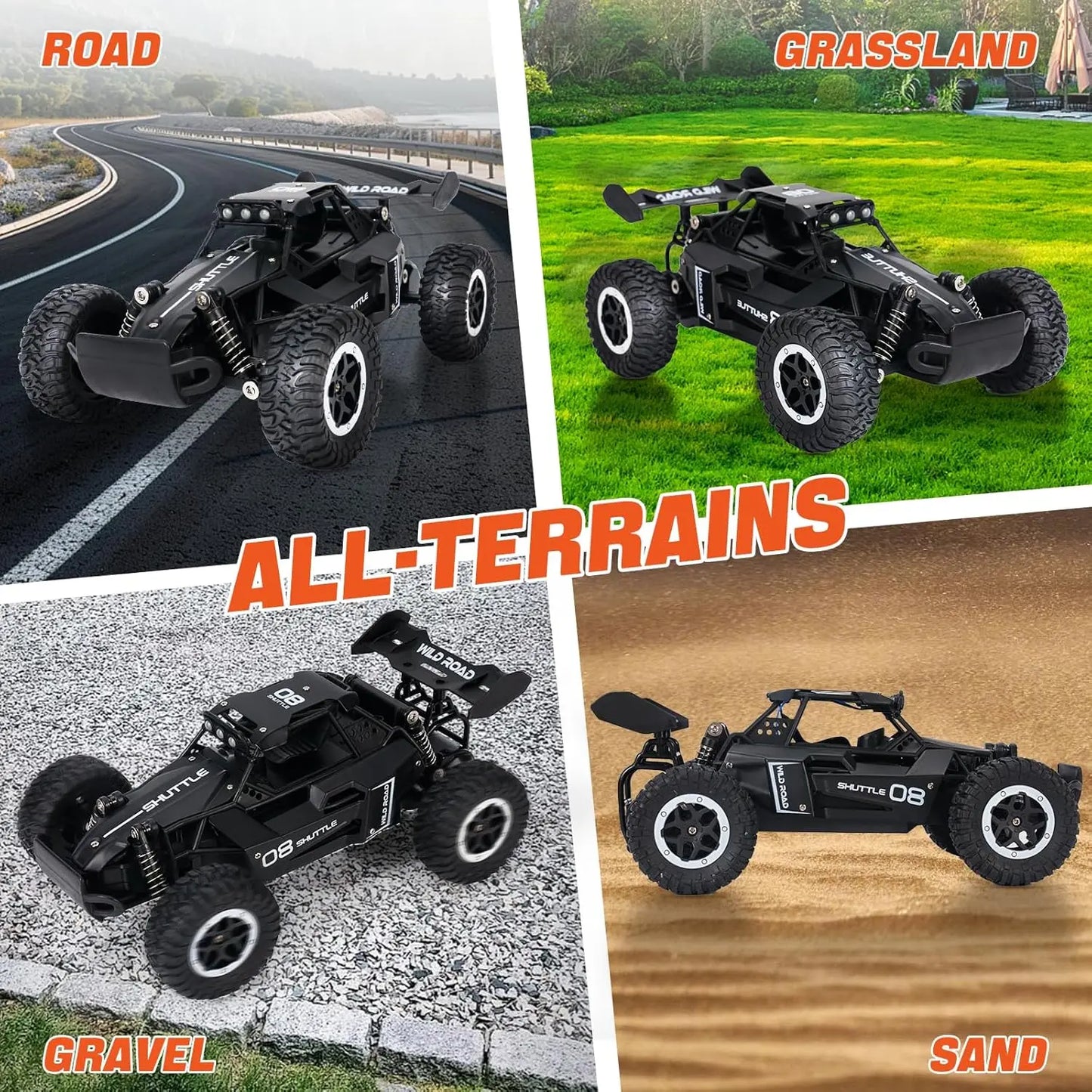 1:16 Scale 2WD High Speed Off-Road RC Car, 2.4GHz Remote Control Truck with LED Lights, Climbing Vehicle Toy for Kids and Adults, Outdoor Racing Gift