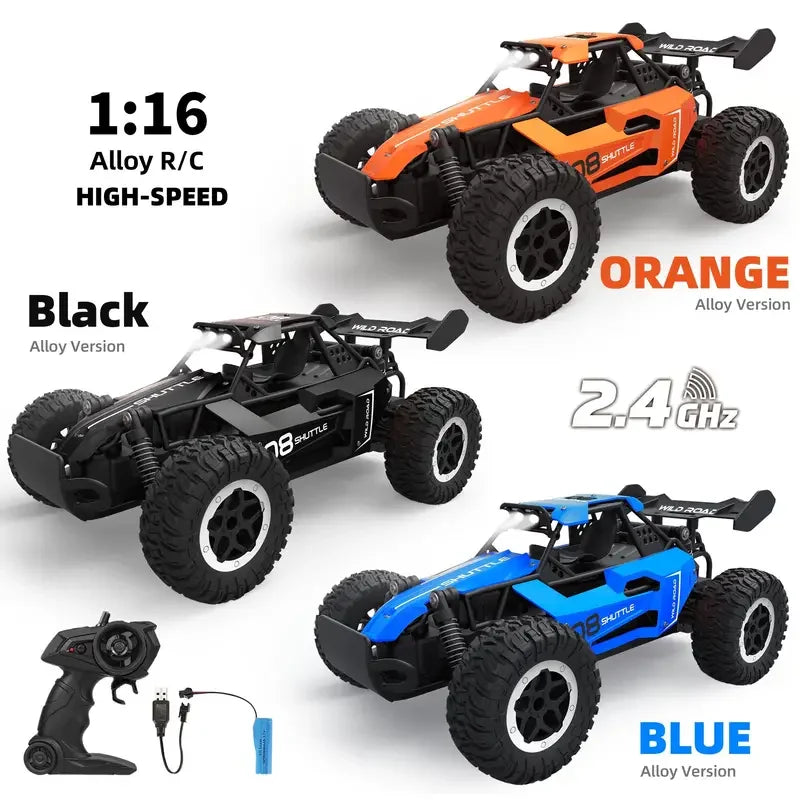 1:16 Scale 2WD High Speed Off-Road RC Car, 2.4GHz Remote Control Truck with LED Lights, Climbing Vehicle Toy for Kids and Adults, Outdoor Racing Gift