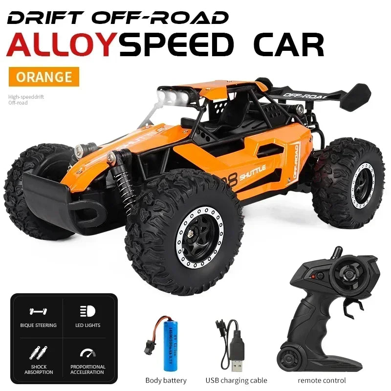 1:16 Scale 2WD High Speed Off-Road RC Car, 2.4GHz Remote Control Truck with LED Lights, Climbing Vehicle Toy for Kids and Adults, Outdoor Racing Gift