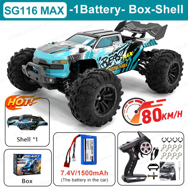 SG116MAX 80KM/H High Speed RC Car Brushless 4WD Off-Road Drift Remote Control Car 1:16 Professional Racing Cars