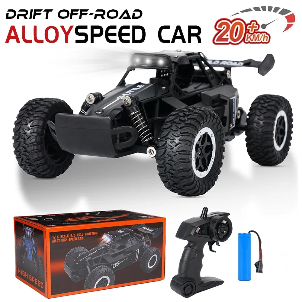 1:16 Scale 2WD High Speed Off-Road RC Car, 2.4GHz Remote Control Truck with LED Lights, Climbing Vehicle Toy for Kids and Adults, Outdoor Racing Gift